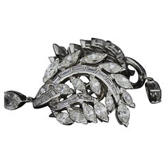 11.35 Carat Total Marquise, Baguette and Round Diamond Earrings in Platinum