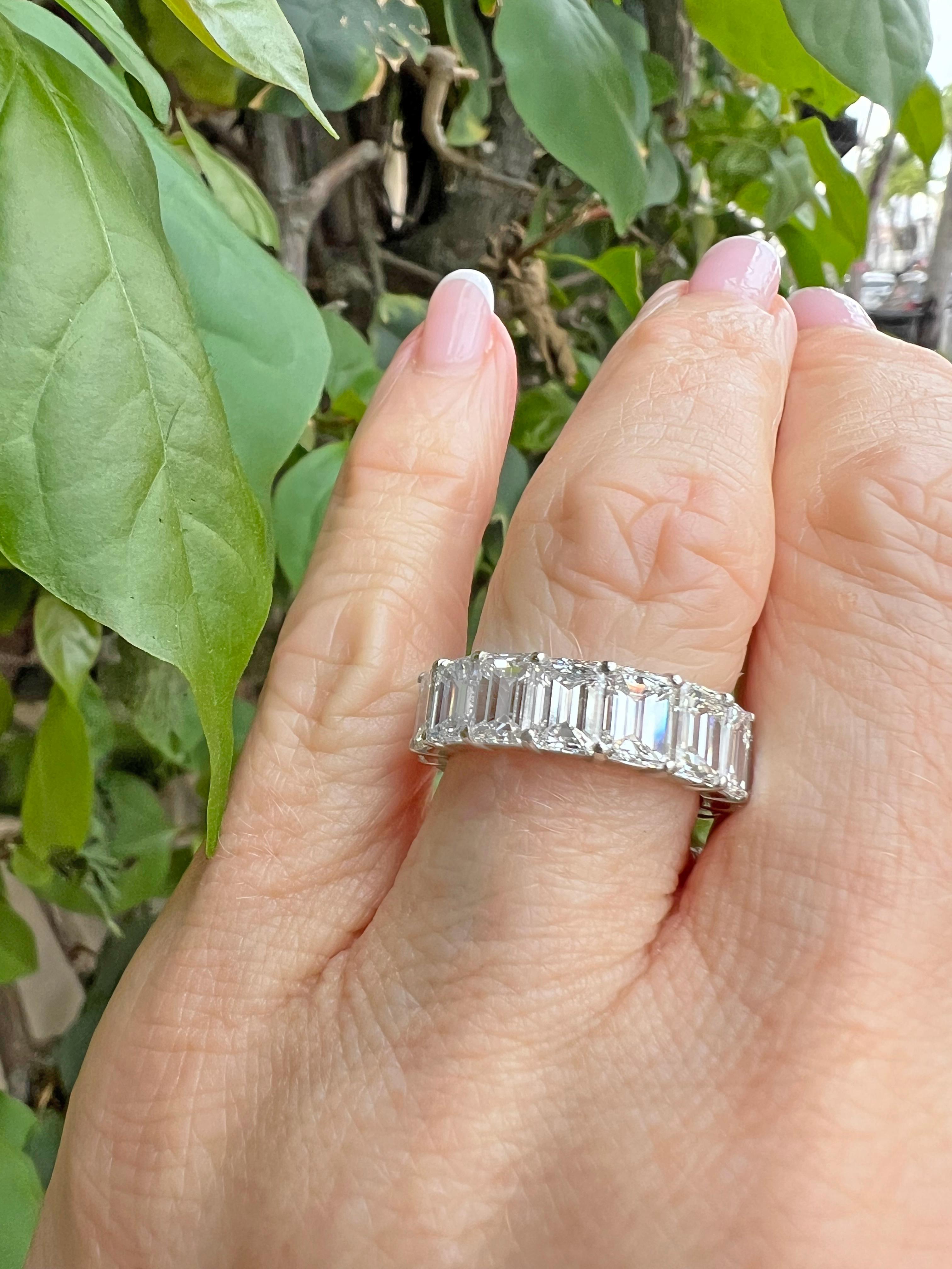 11.35ct Emerald-Cut Diamond GIA Eternity Band Ring In Excellent Condition In Palm Beach, FL