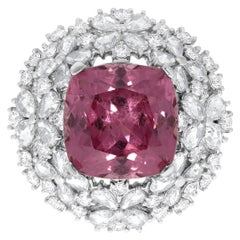 11.36 Carat Malaya Garnet and Diamond Ring