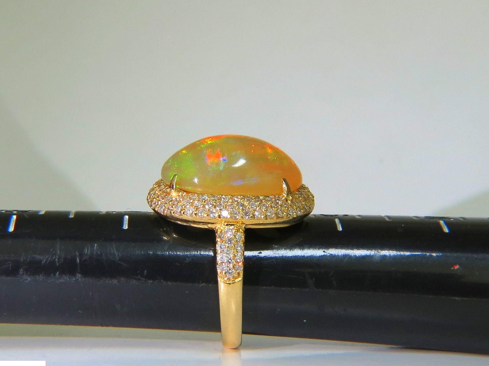 11.36 Carat Natural Holographic Opal Diamond Ring 14 Karat Rare For Sale 3