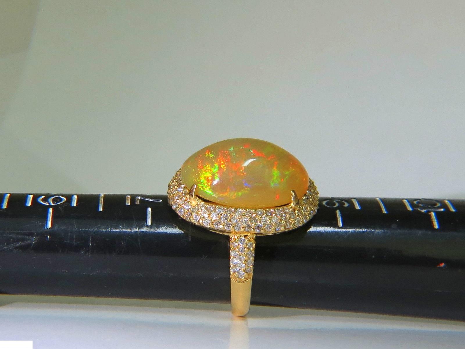 11.36 Carat Natural Holographic Opal Diamond Ring 14 Karat Rare For Sale 4