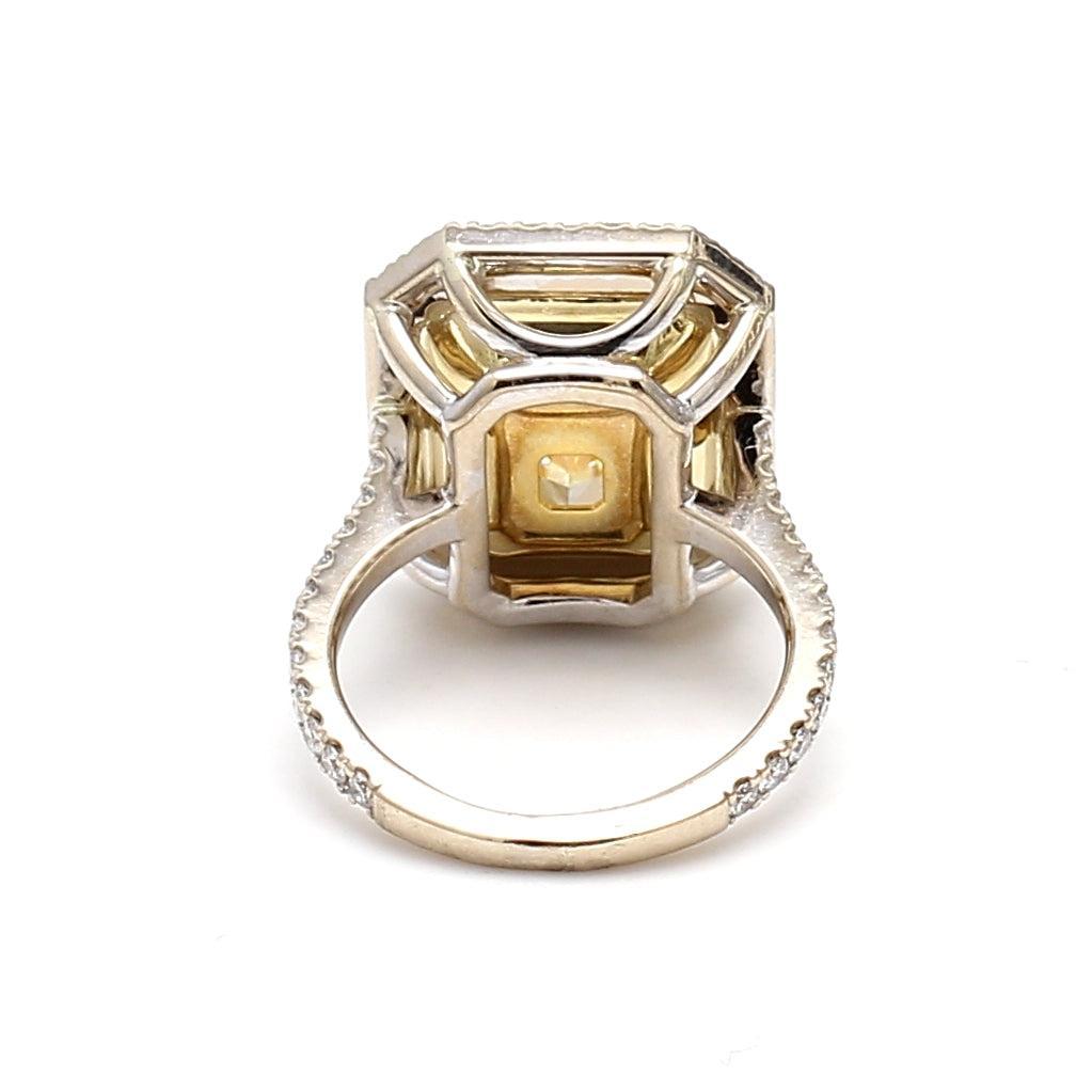 11,36 Karat Diamant im Strahlenschliff U-VS2 18 Karat zweifarbig Gold Halo Ring Damen im Angebot