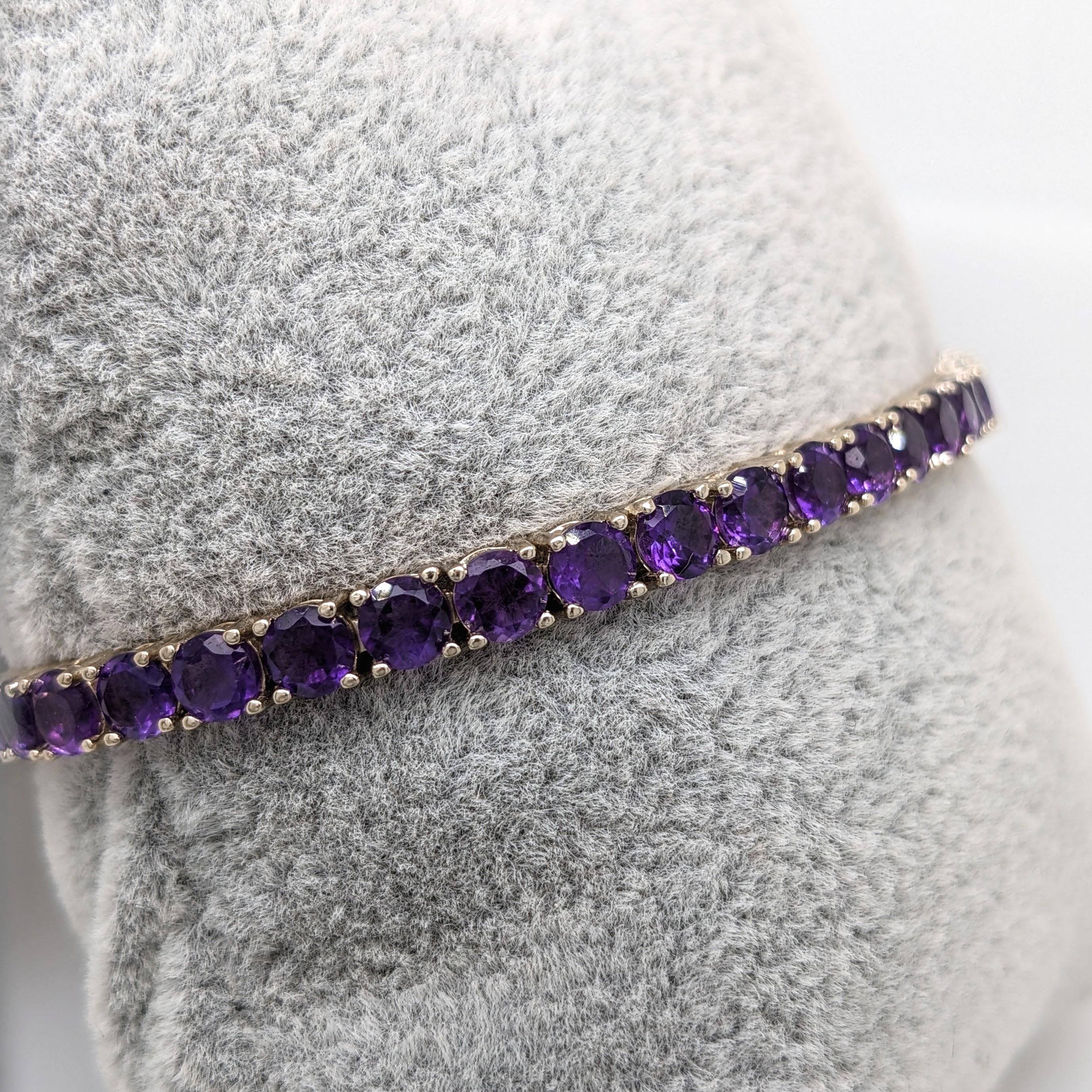 11.36ct Amethyst Tennis Bracelet in 14k White Gold Box Clasp Closure  In New Condition For Sale In Columbus, OH