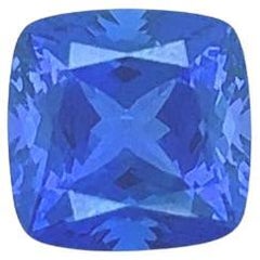 11.38 Carat, Natural Blue Tanzanite, Square Cushion, AAA Color, Loose Stone