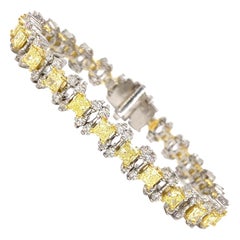 11.38 Carat Platinum and 22 Karat White and Yellow Diamond Bracelet