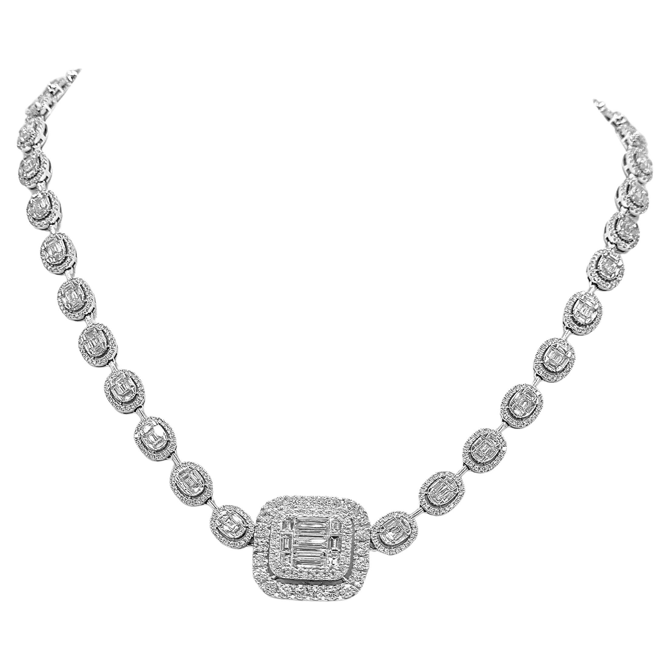 11.39 Carat Diamond White Gold Necklace