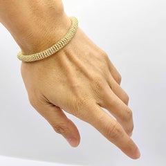 11.39 Carat Full Pavé Round Diamond Flexible Link Bracelet in 18K Yellow Gold