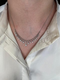 1.13ct Dangling Bezel Set Diamond Necklace 18k White Gold