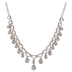 Collier en or blanc 18 carats avec diamants 1,13 carat sertis en chaton et monté en serti clos