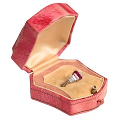 Emerald Cut Natural Ruby Engagement Ring (Approx. 1.10-Carats), Platinum