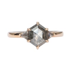 1.13ct Hexagon Salt and Pepper Diamond 14K Rose Gold Engagement Ring AD1749-31