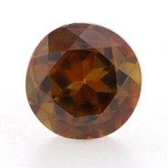 1.13ct Loose Sphene Gemstone - Round Genuine Brownish Orange 6.51mm
