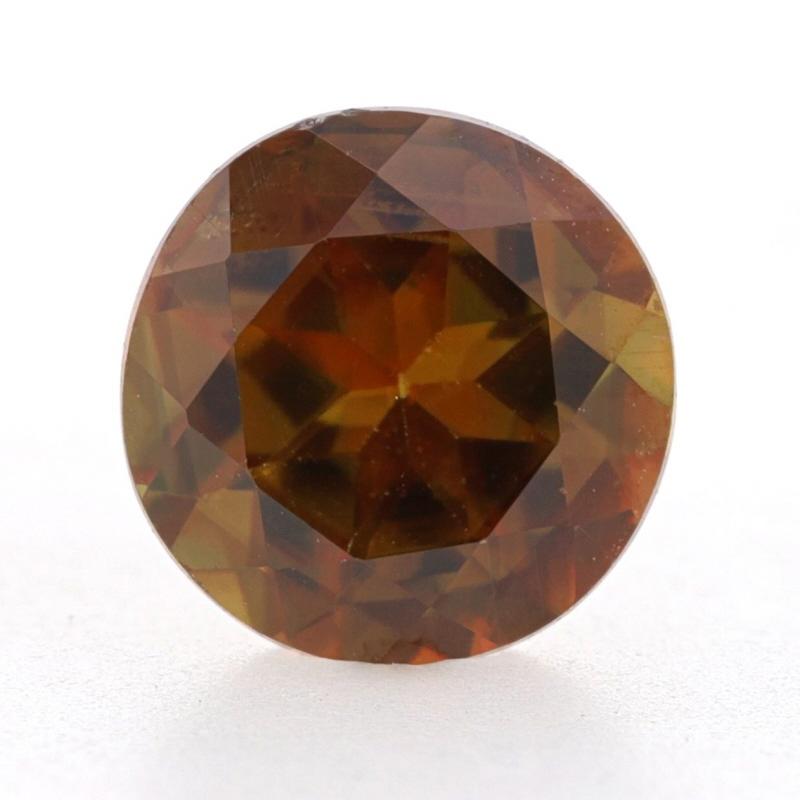 1.13ct Loose Sphene Gemstone - Round Genuine Brownish Orange 6.51mm In New Condition For Sale In Greensboro, NC