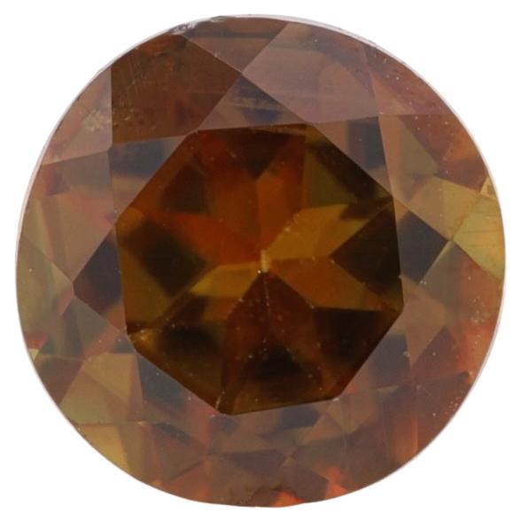 1.13ct Loose Sphene Gemstone - Round Genuine Brownish Orange 6.51mm For Sale