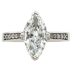 1.13ct Marquise Cut Diamond Ring, Set In 18ct White Gold
