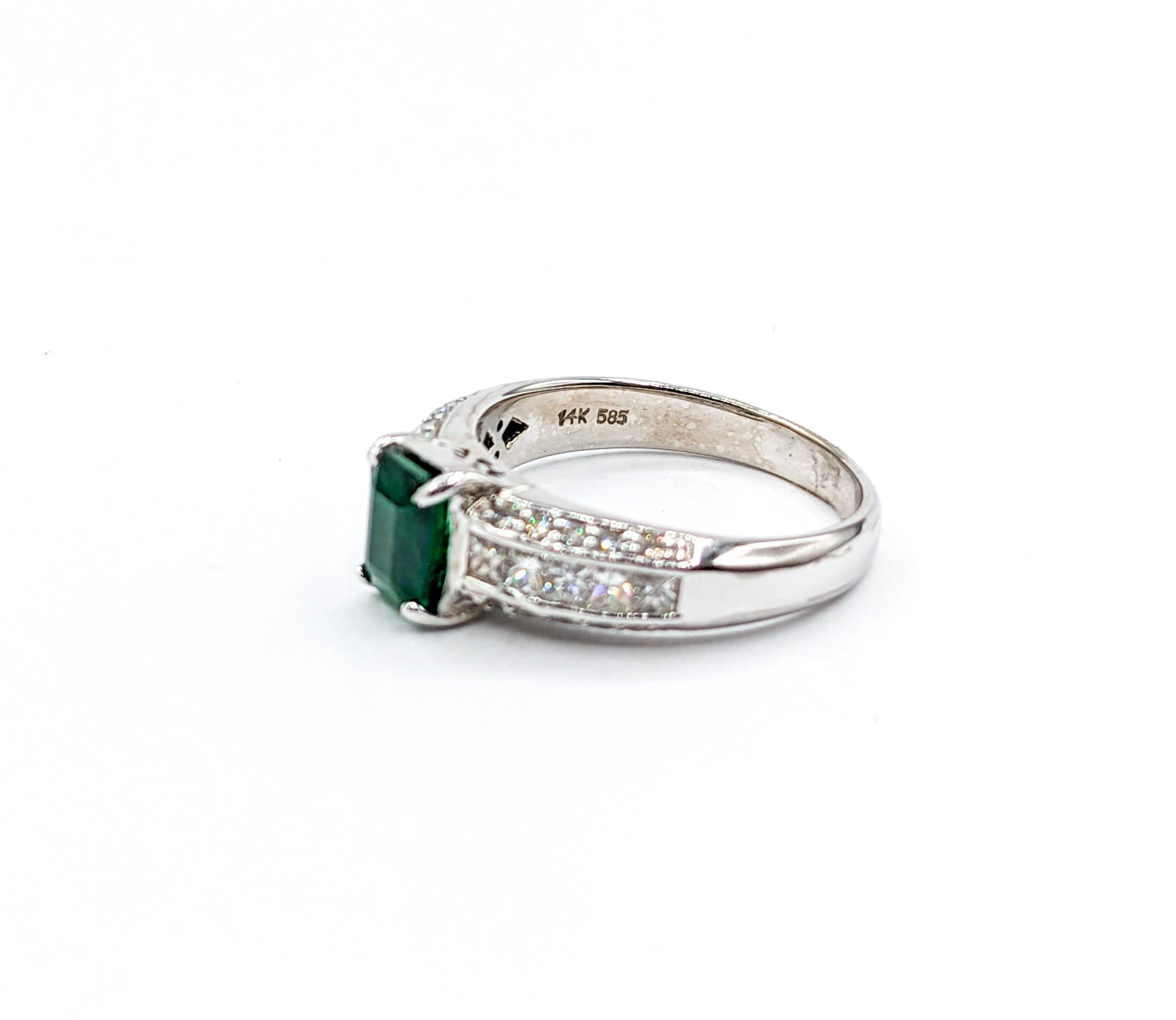 1.13ct Natural Emerald & Diamond Ring For Sale 5