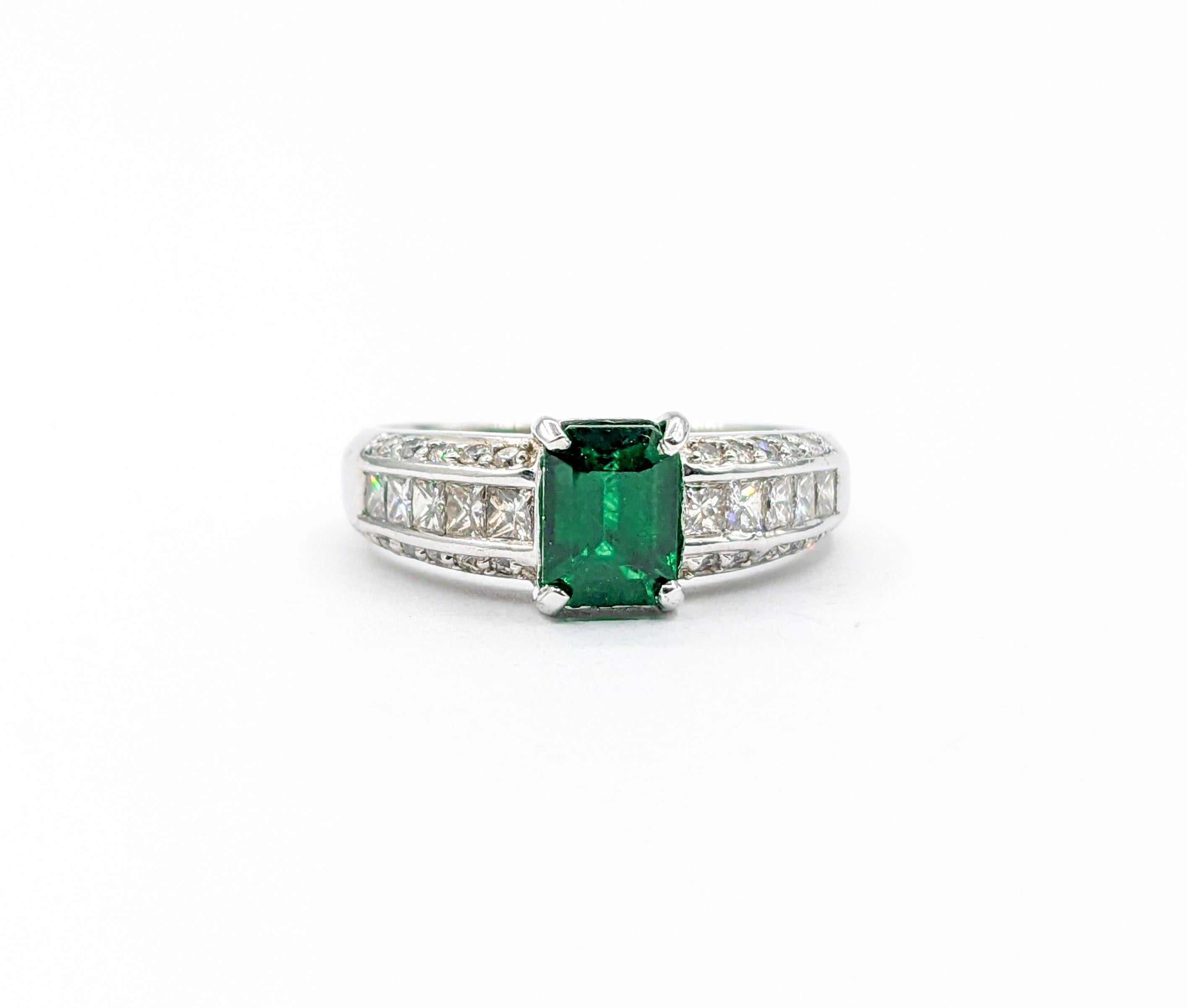1.13ct Natural Emerald & Diamond Ring For Sale 6