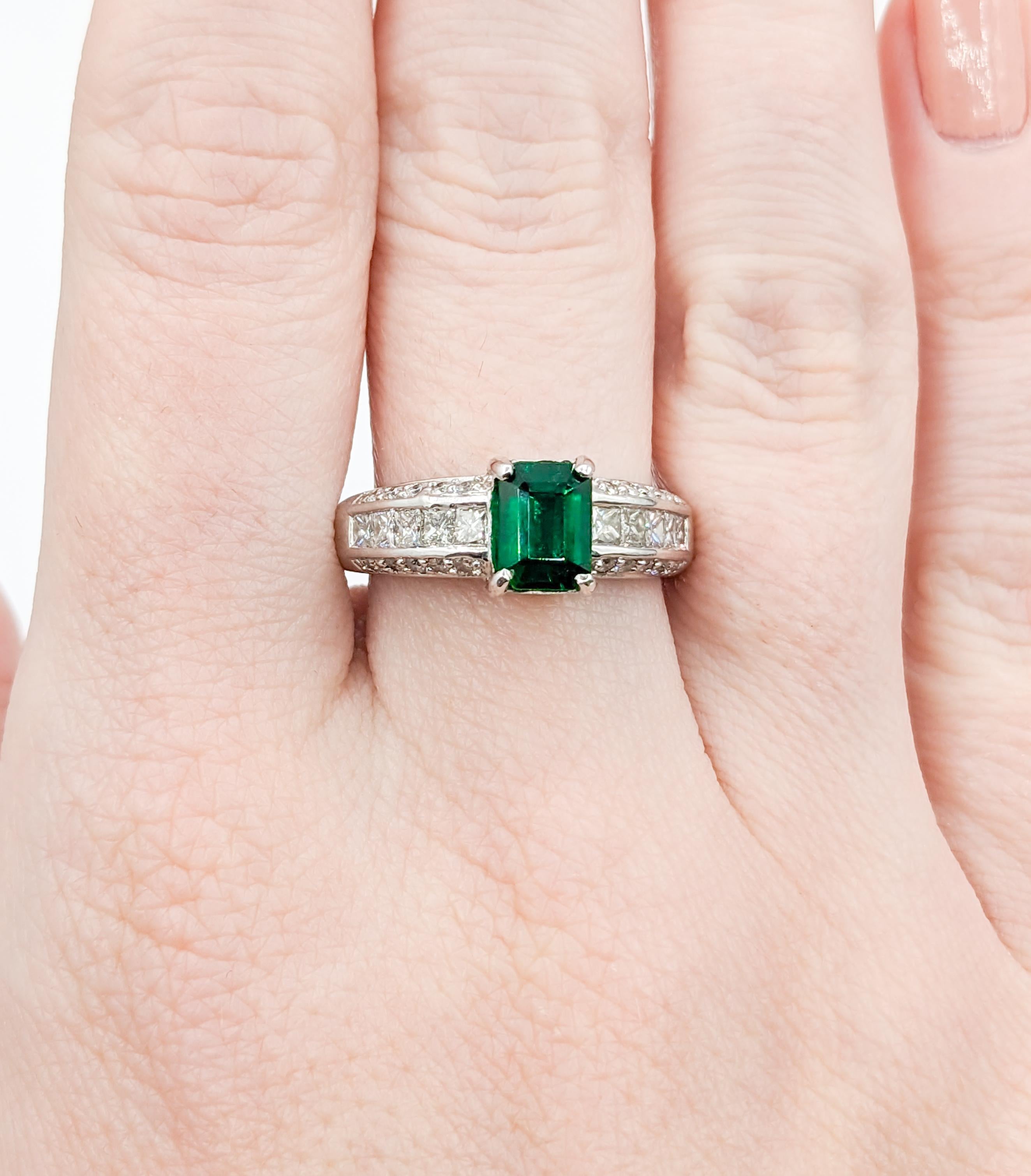 1.13ct Natural Emerald & Diamond Ring For Sale 1