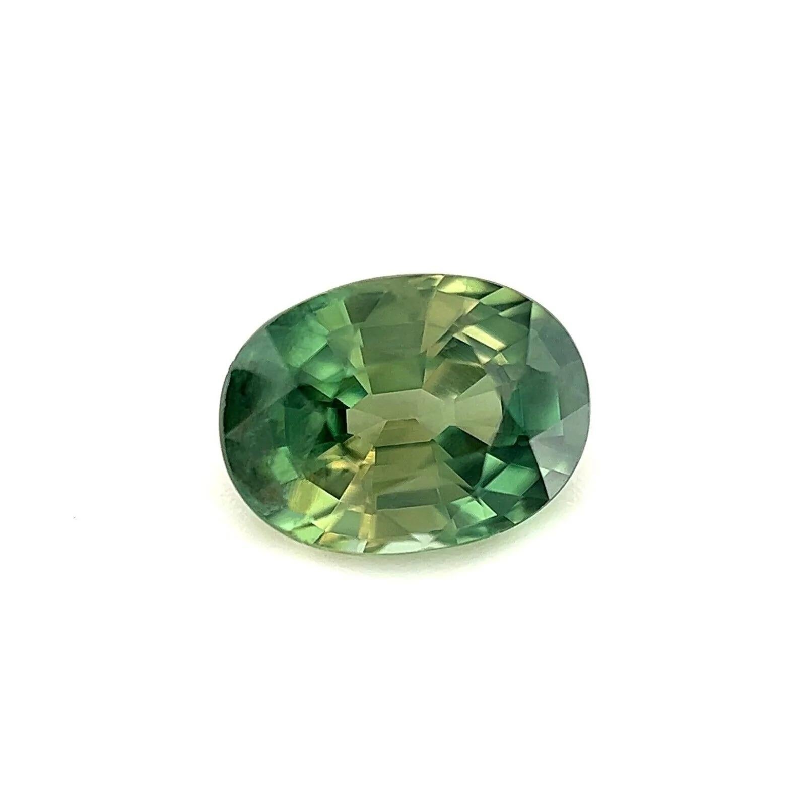 1.13ct Natural Fine Green Thailand Sapphire Oval Cut Rare Gem 6.7x5mm

Natural Green Thai Sapphire Gemstone.
1.13 Carat sapphire with a beautiful bright green colour. Also has very good clarity, some small natural inclusions visible but not a dirty