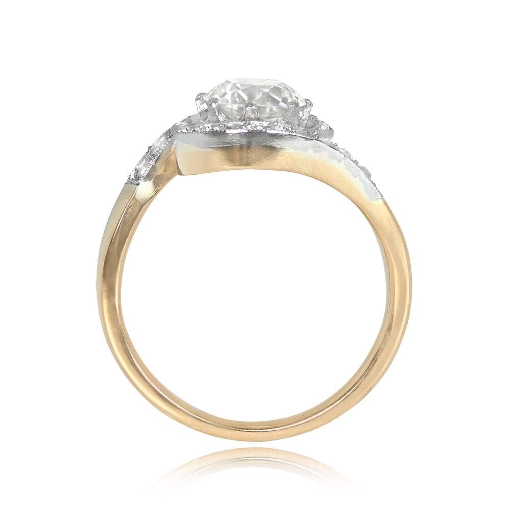 1.13ct Old European Cut Diamond Engagement Ring, I Color, 18k Yellow Gold In Excellent Condition For Sale In New York, NY