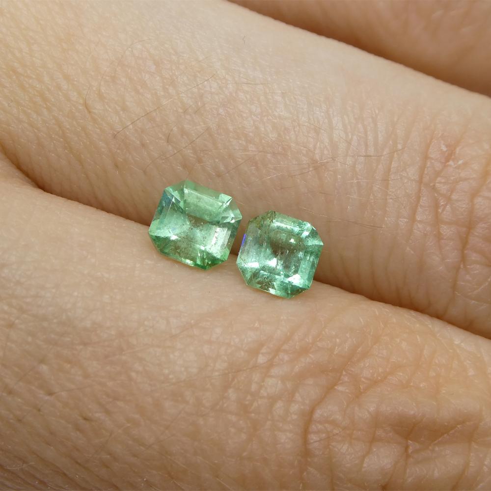 1.13ct Coppia di smeraldi quadrati verdi dalla Colombia in vendita 5
