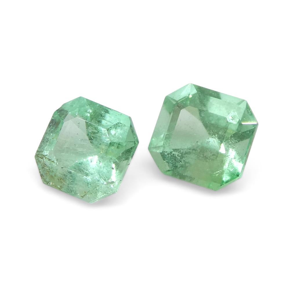 1.13ct Pair Square Green Emerald from Colombia For Sale 6