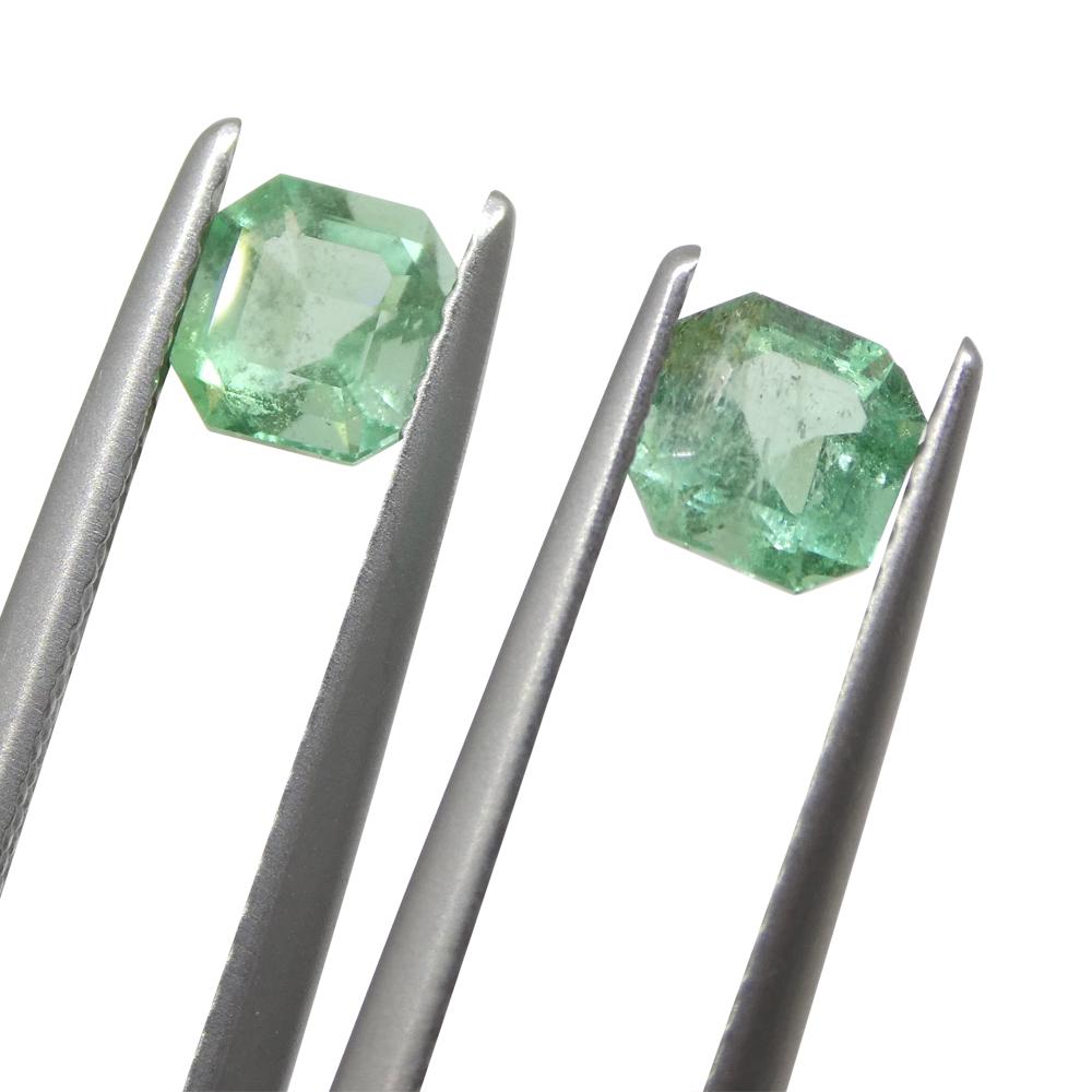 1.13ct Pair Square Green Emerald from Colombia For Sale 7