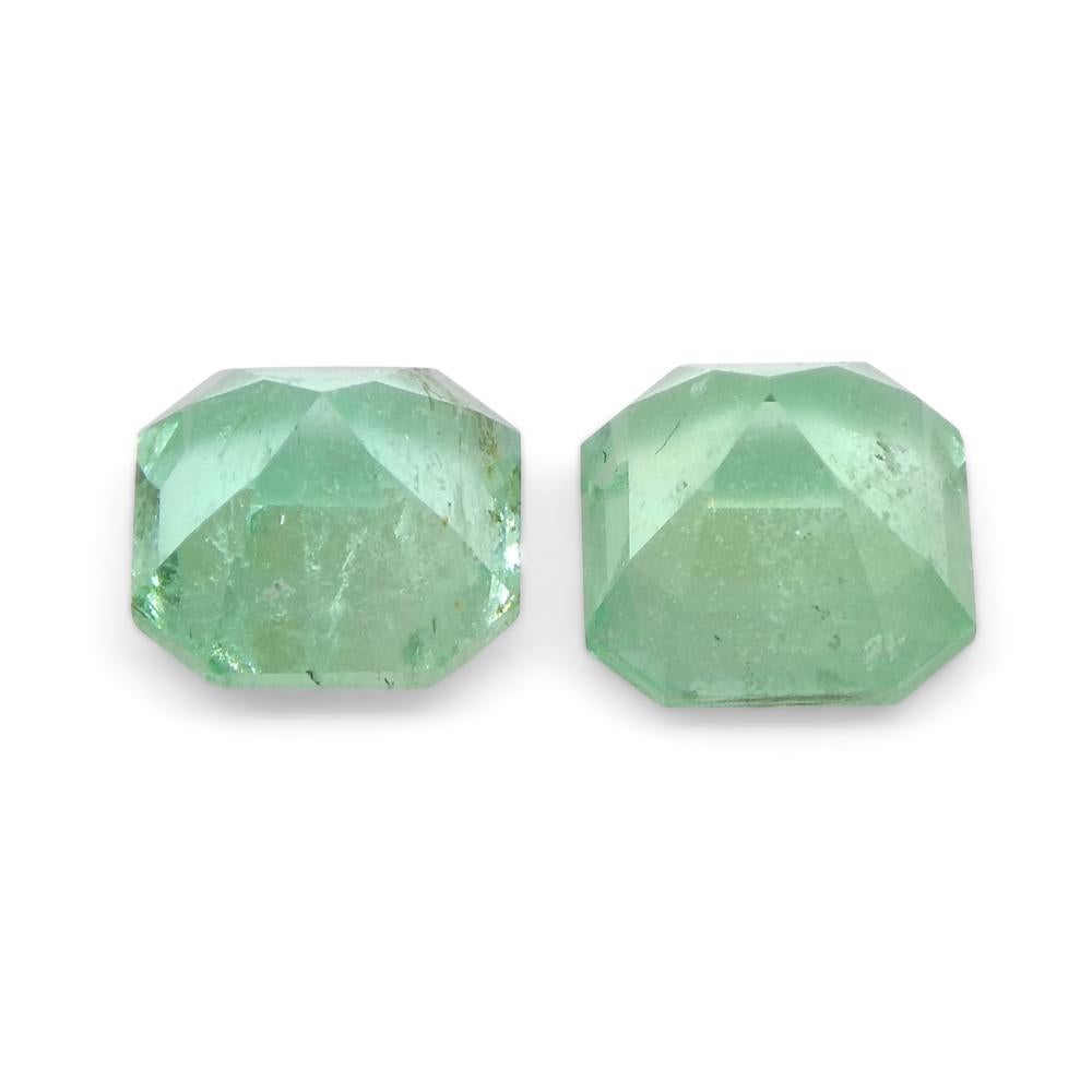 1.13ct Pair Square Green Emerald from Colombia For Sale 8