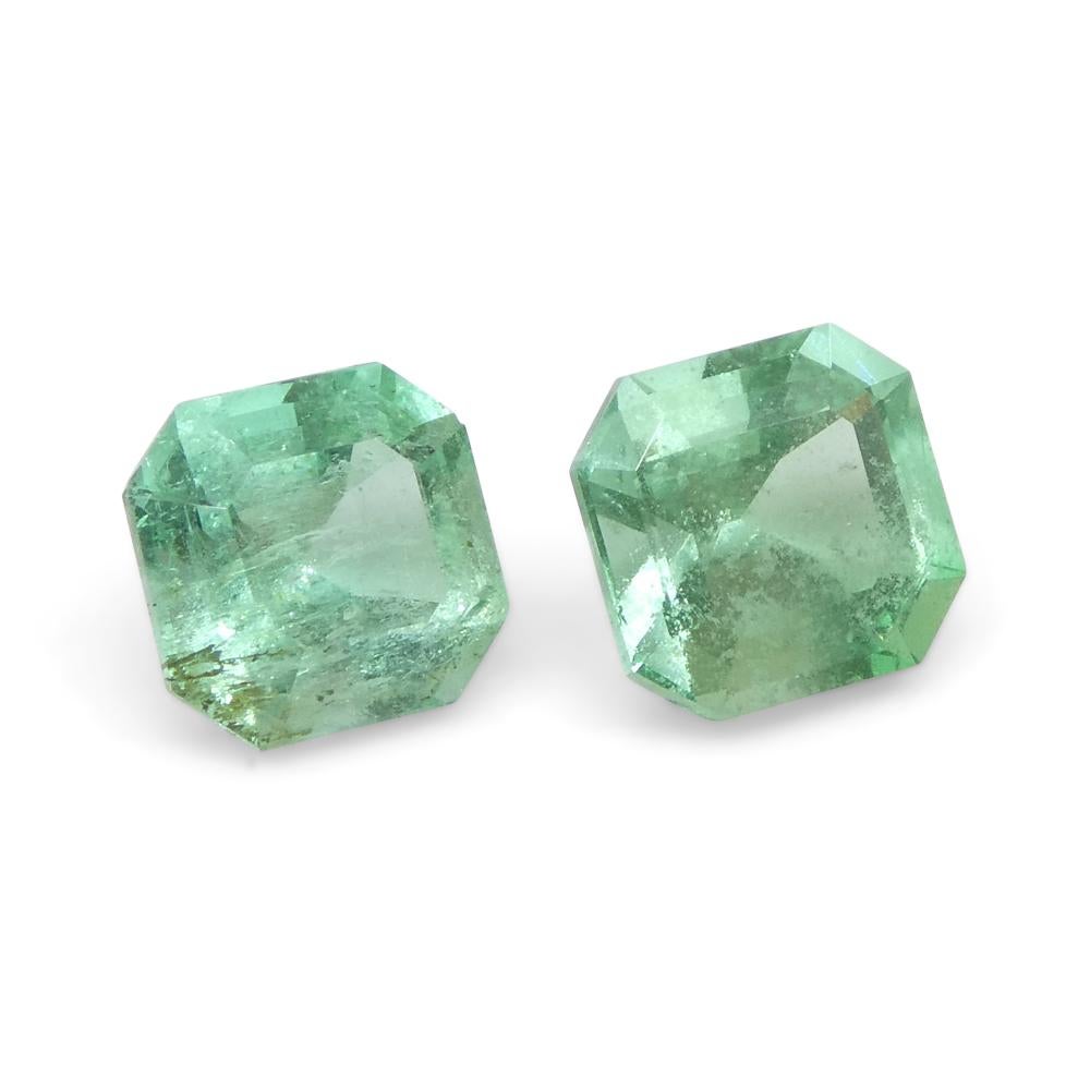 Women's or Men's 1.13ct Pair Square Green Emerald from Colombia For Sale