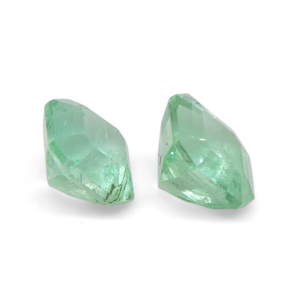 1.13ct Pair Square Green Emerald from Colombia For Sale 1
