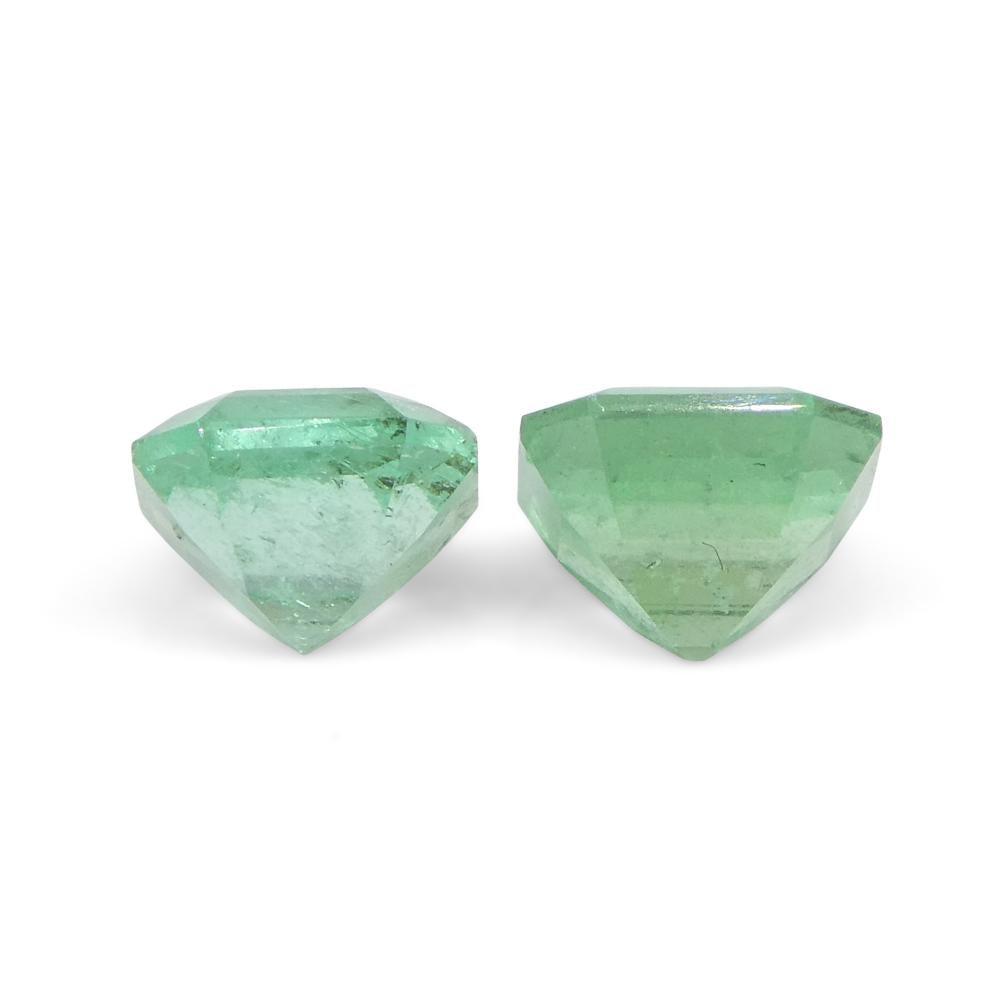 1.13ct Pair Square Green Emerald from Colombia For Sale 2