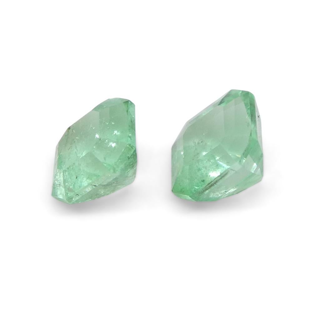 1.13ct Pair Square Green Emerald from Colombia For Sale 3