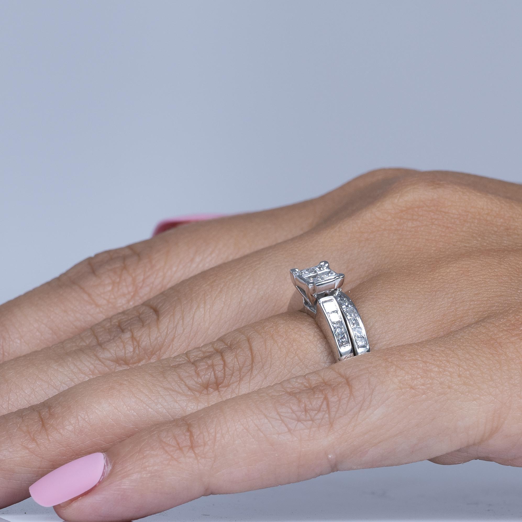 1,13 Karat Diamant-Verlobungsring mit Prinzessinnenschliff „Invisible Set“ in 14 Karat, Hochzeitsring Damen