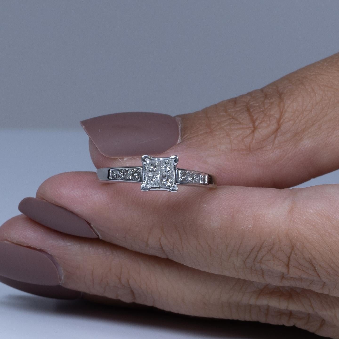 1,13 Karat Diamant-Verlobungsring mit Prinzessinnenschliff „Invisible Set“ in 14 Karat, Hochzeitsring 1