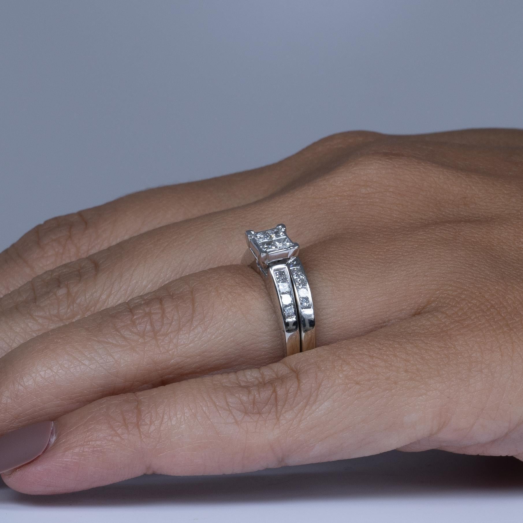 1,13 Karat Diamant-Verlobungsring mit Prinzessinnenschliff „Invisible Set“ in 14 Karat, Hochzeitsring 2