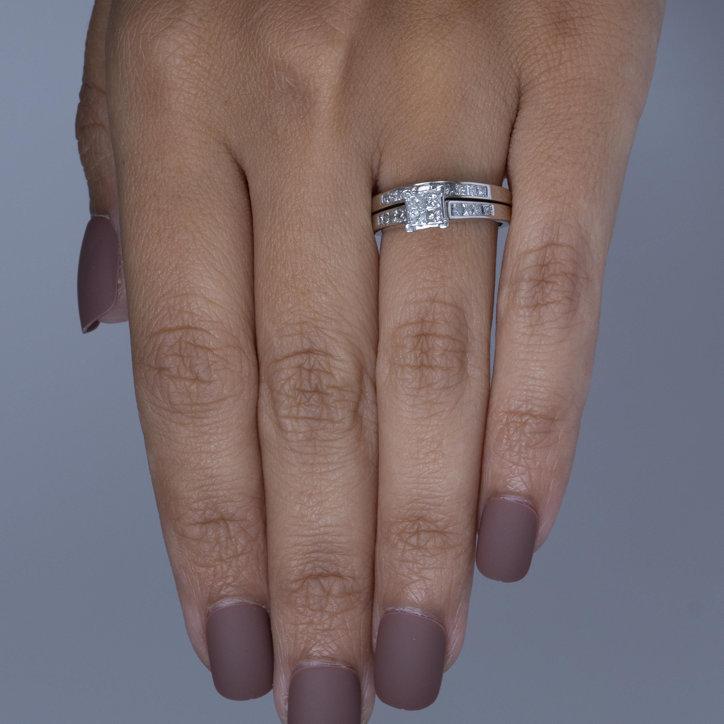 1,13 Karat Diamant-Verlobungsring mit Prinzessinnenschliff „Invisible Set“ in 14 Karat, Hochzeitsring 3