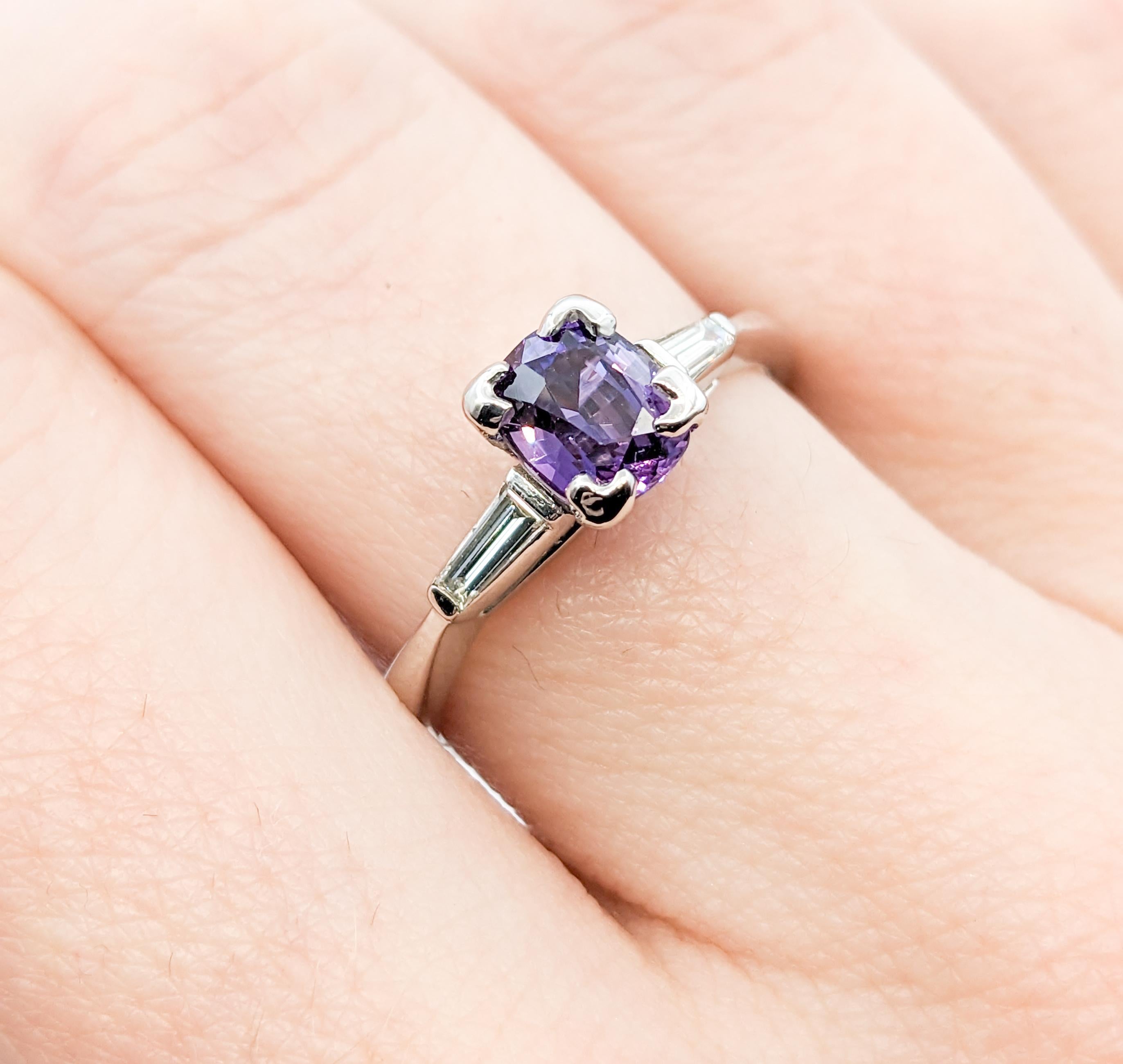1.13ct Purple Spinel & Diamond Ring In White Gold In Excellent Condition For Sale In Bloomington, MN