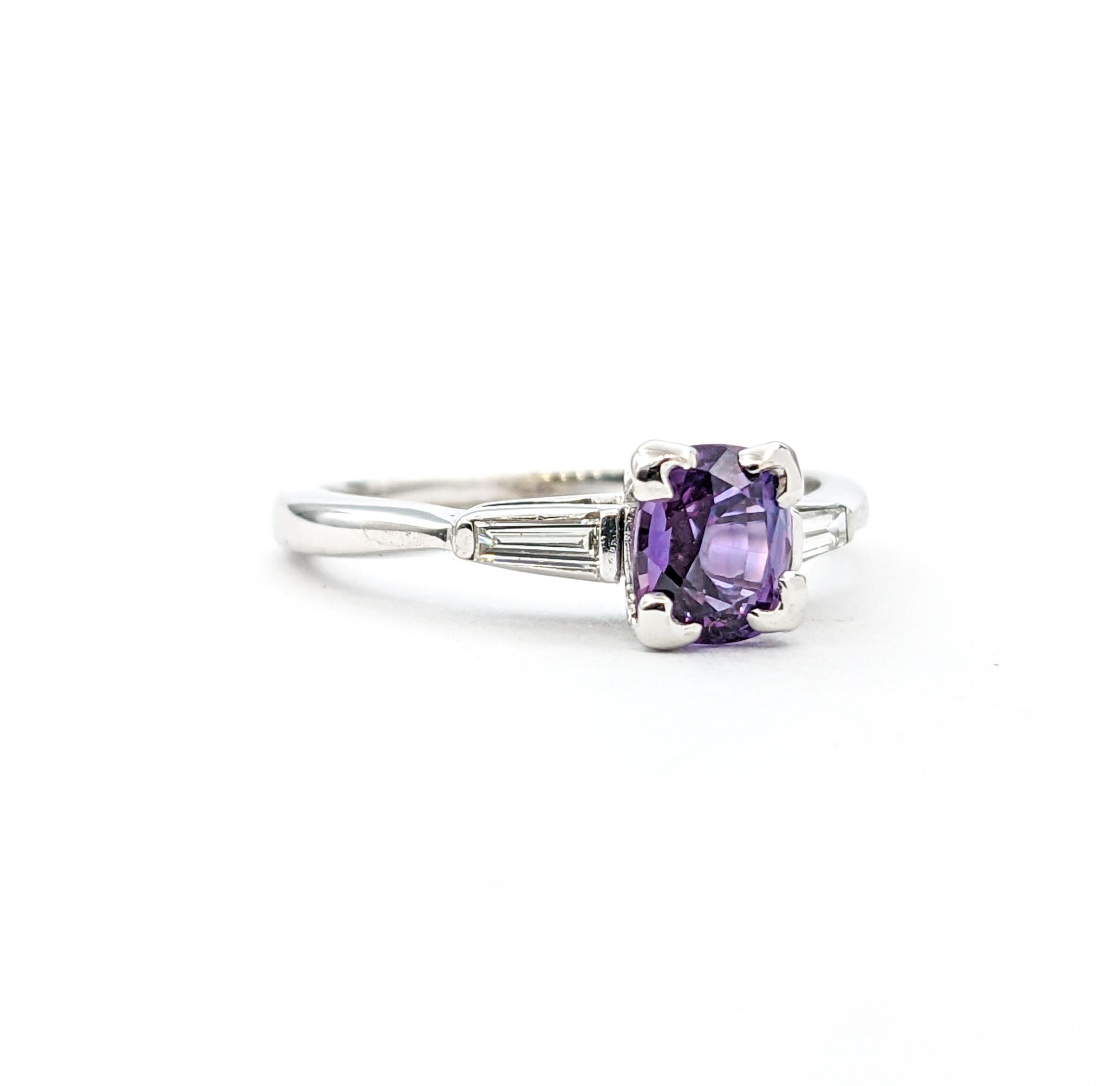 Women's 1.13ct Purple Spinel & Diamond Ring In White Gold For Sale