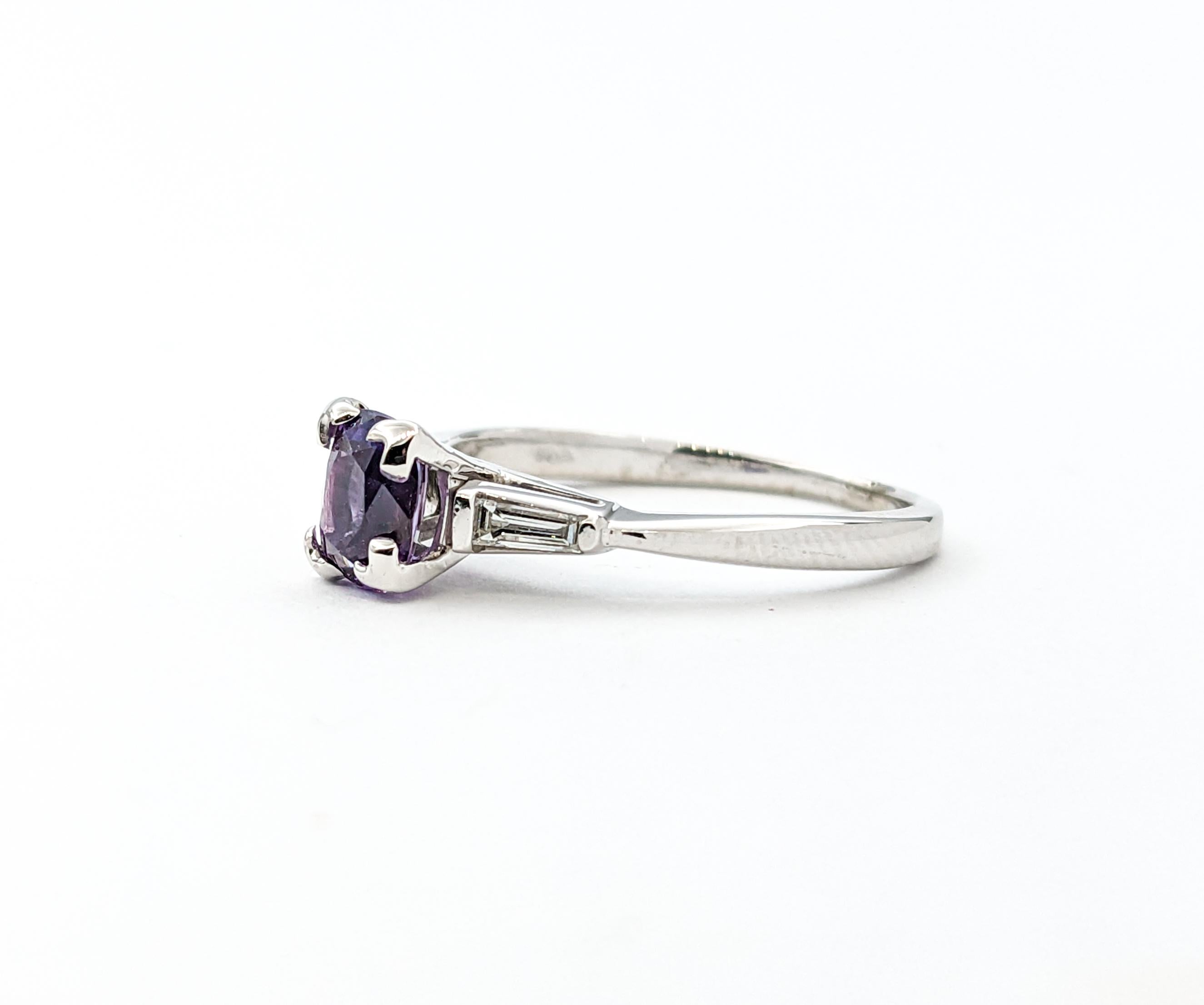 1.13ct Purple Spinel & Diamond Ring In White Gold For Sale 1