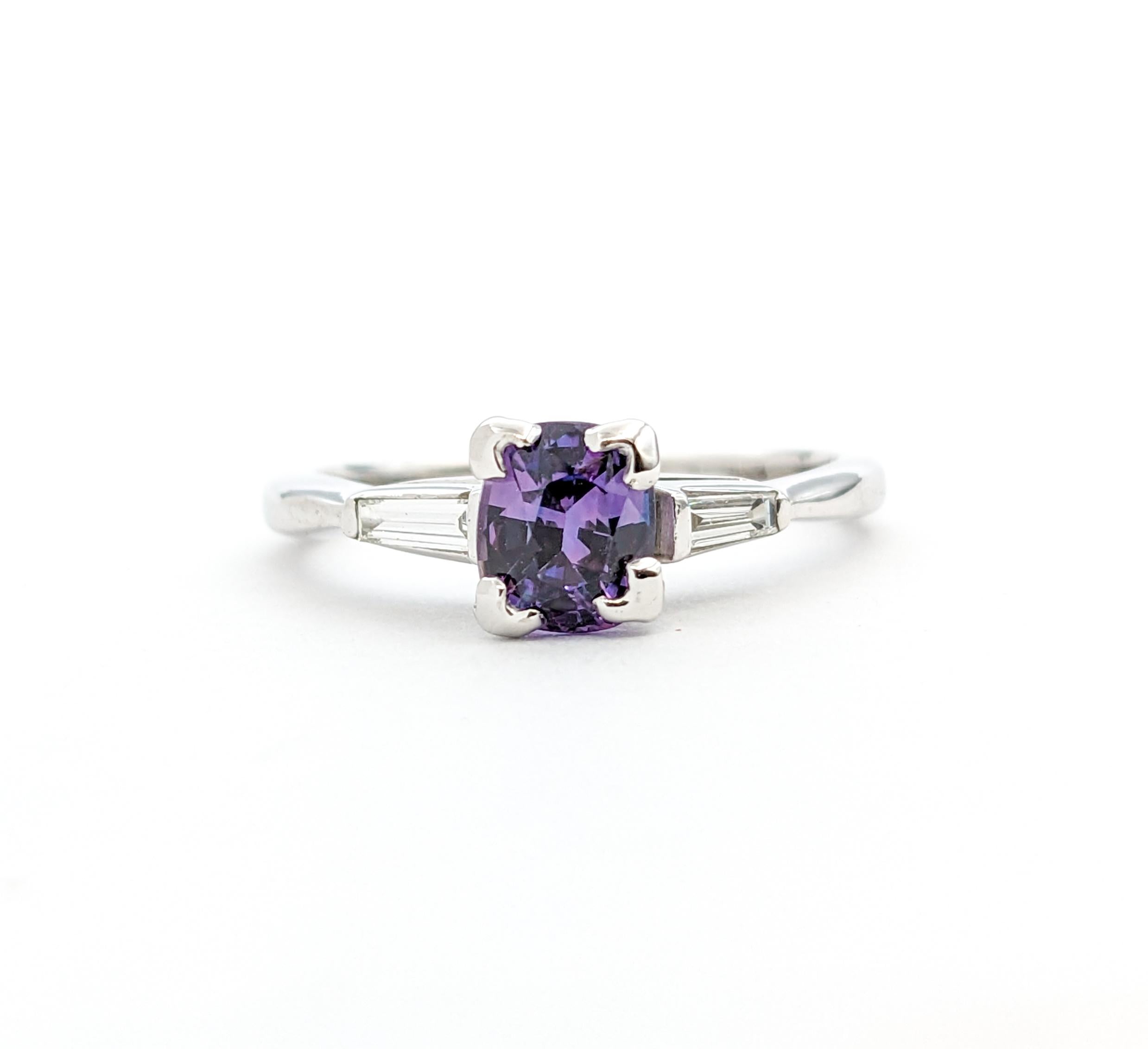 1.13ct Purple Spinel & Diamond Ring In White Gold For Sale 2