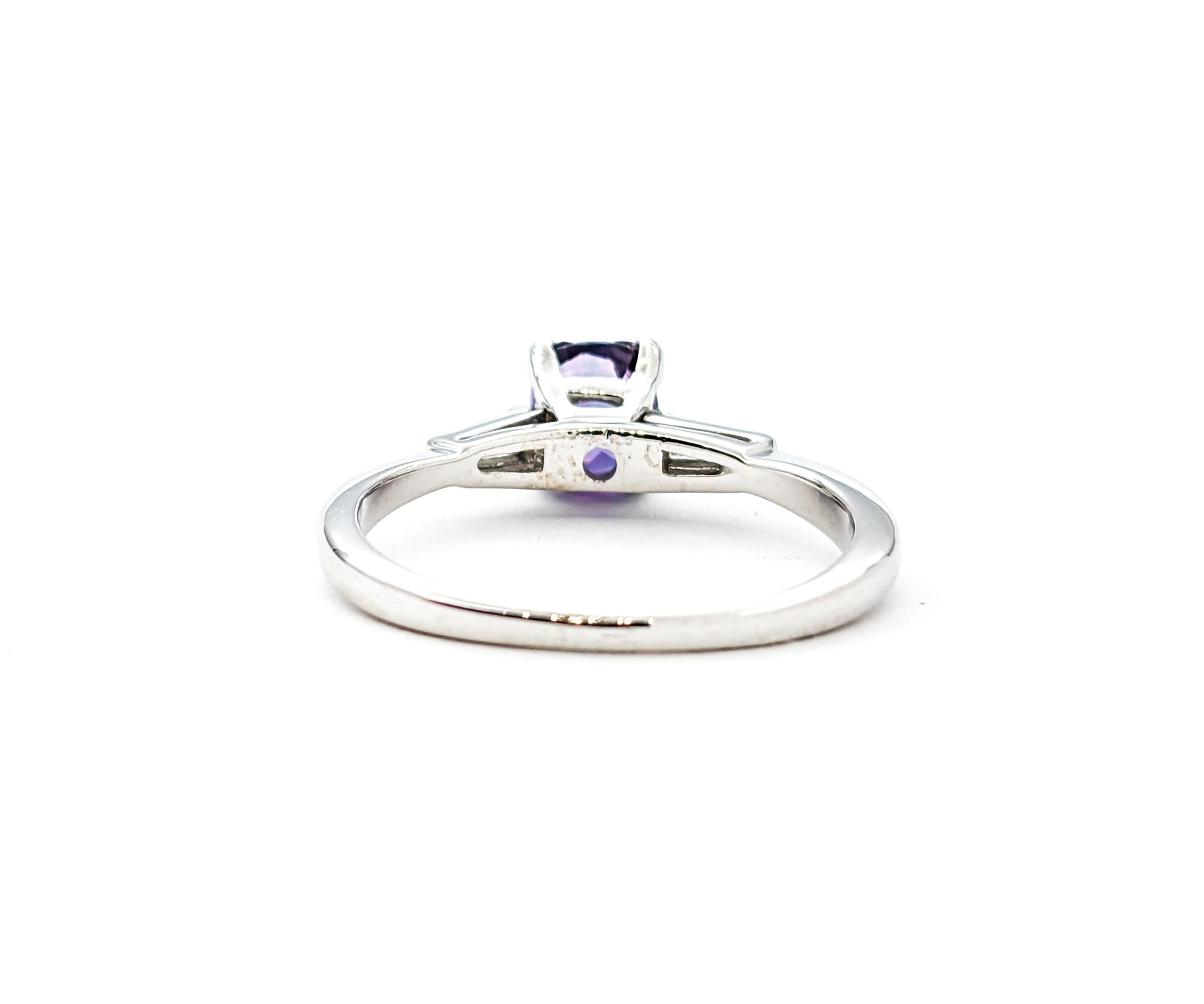 1.13ct Purple Spinel & Diamond Ring In White Gold For Sale 3