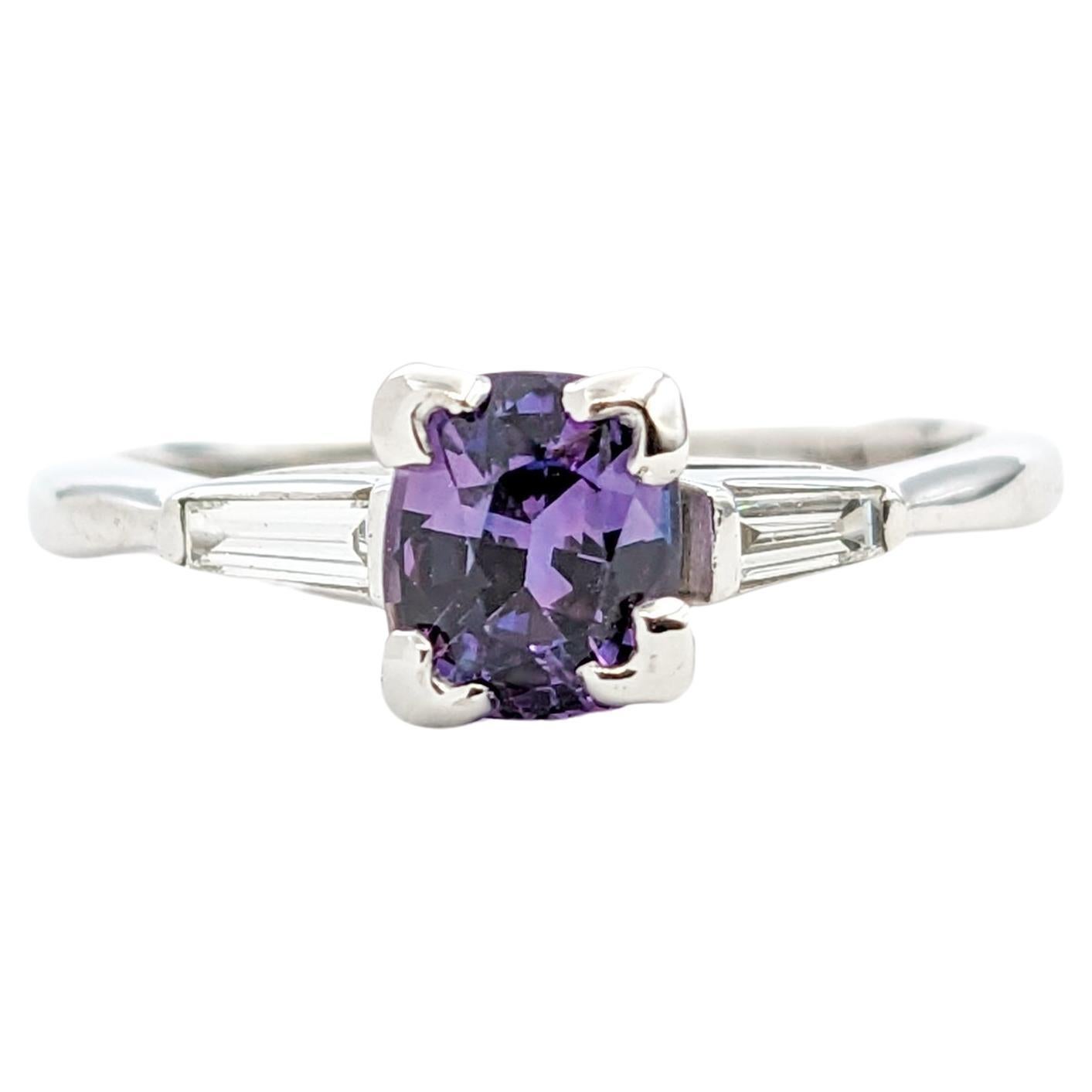 1.13ct Purple Spinel & Diamond Ring In White Gold For Sale