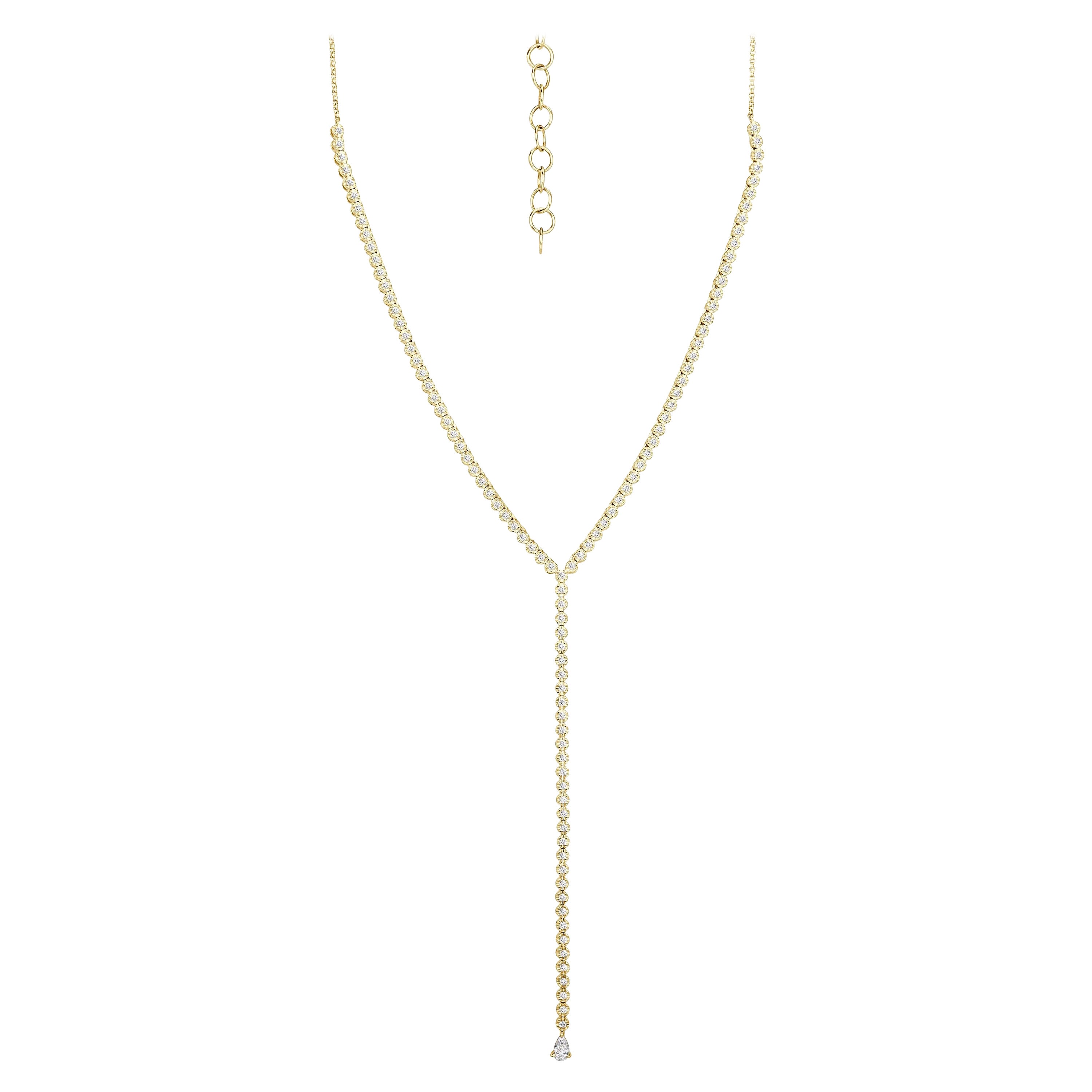 1.13ct Round Brilliant Cut Diamond Lariat Necklace For Sale