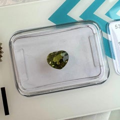 1.13ct Unique Olive Green Yellow Untreated Heart Cut Sapphire Gem IGI Blister