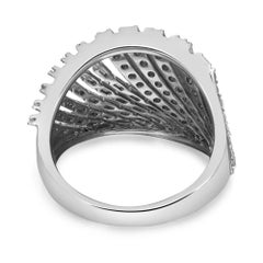 1.13Cttw Round And Baguette Cut Diamond Band Ring 18K White Gold Size 6.5