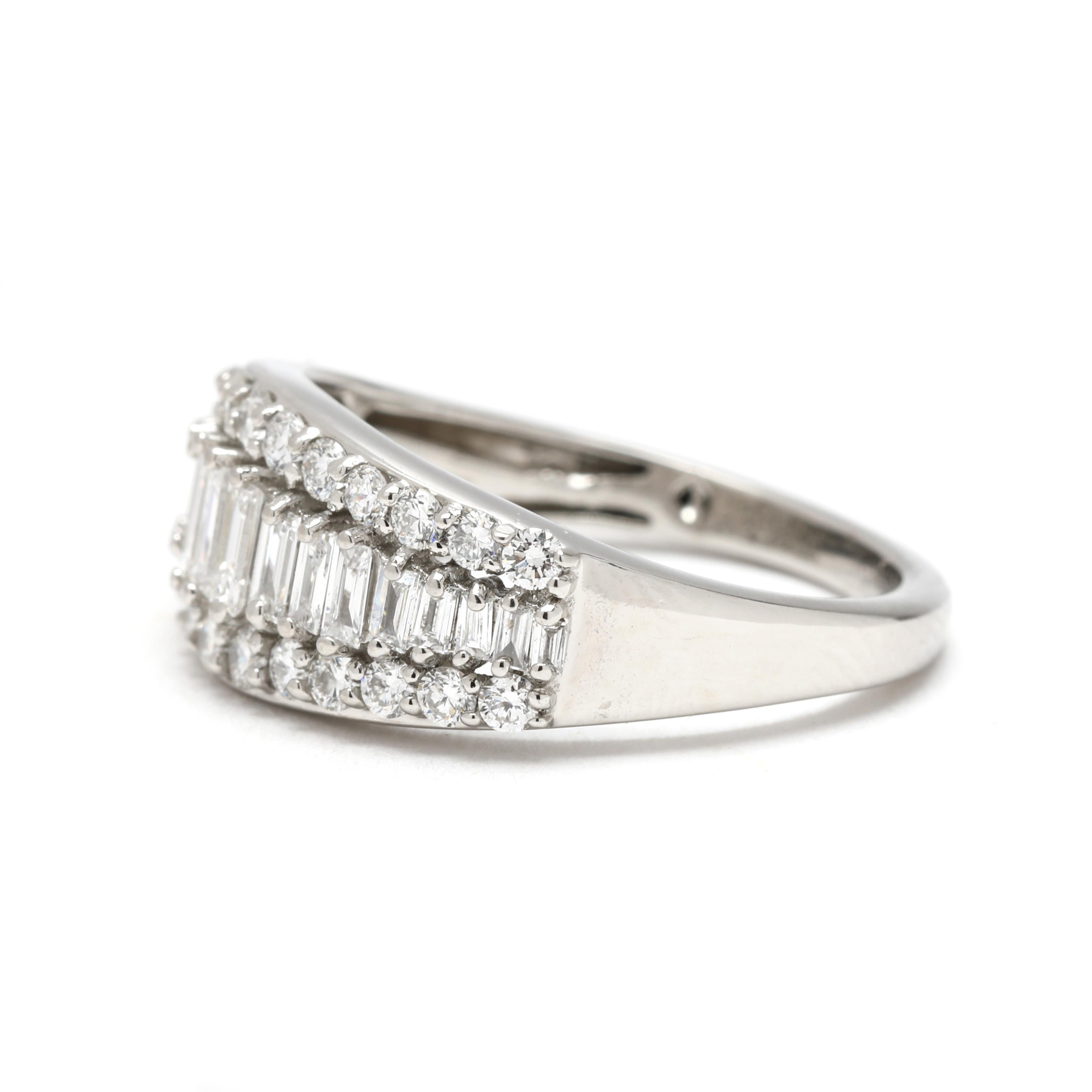 1.13ctw Baguette Diamond Tapered Band Ring, Platinum, Taille 6 Bon état - En vente à McLeansville, NC