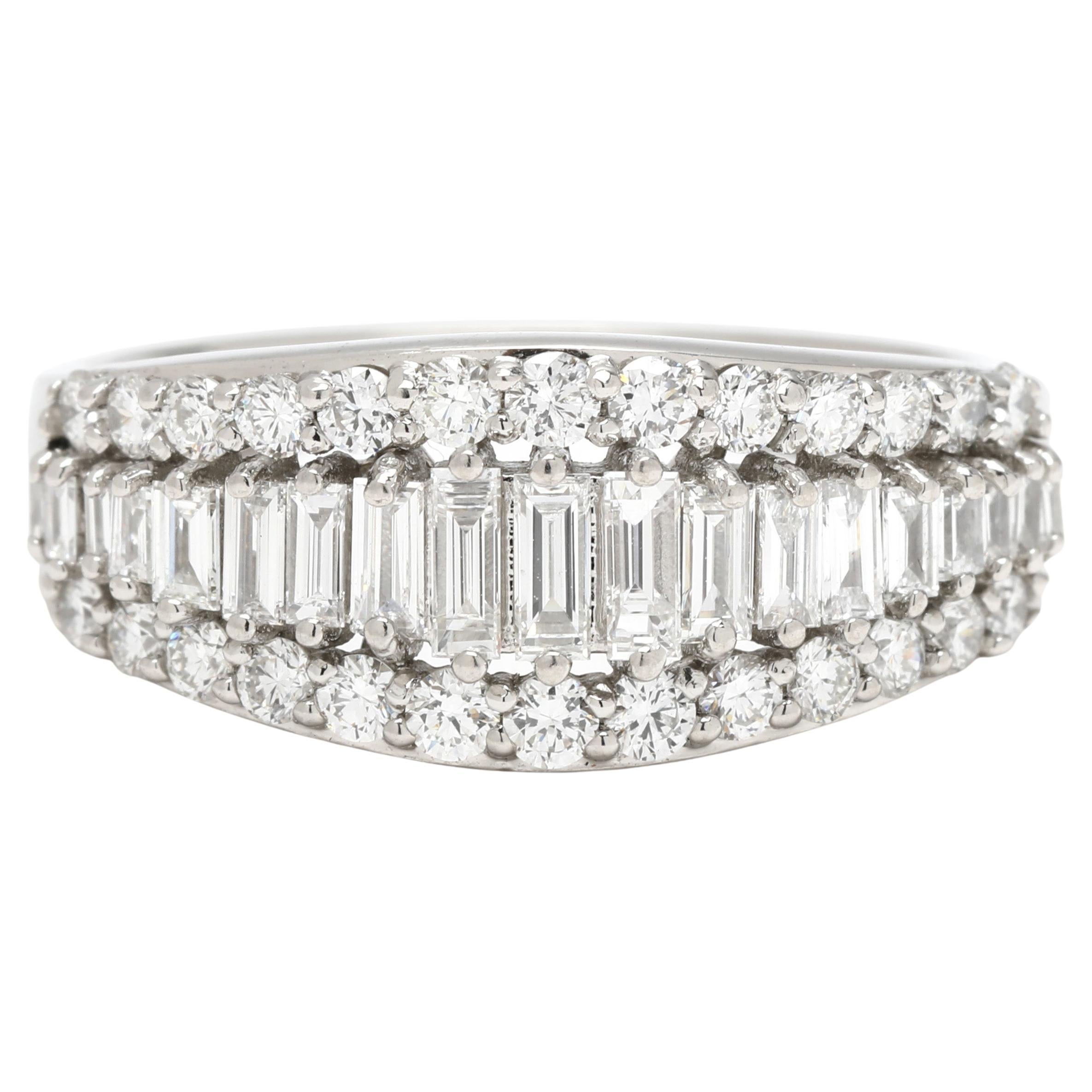 1.13ctw Baguette Diamond Tapered Band Ring, Platinum, Taille 6