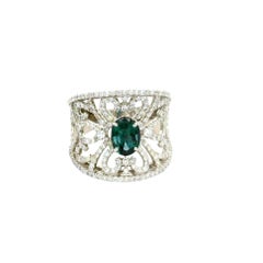 1.14 Carat Alexandrite Diamond Platinum Filigree Ring, GIA Certified