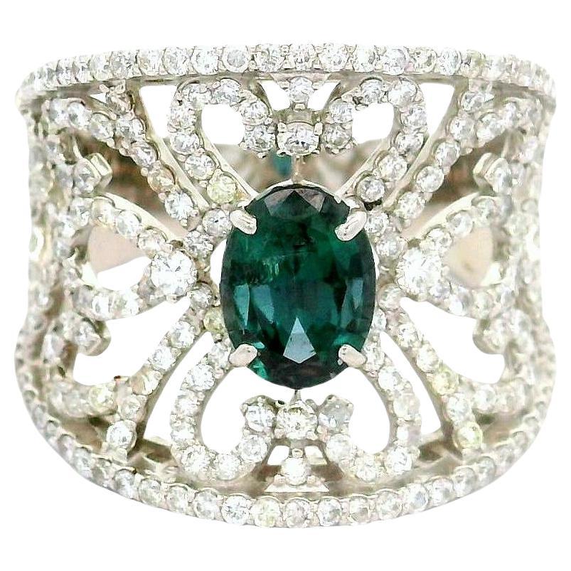1,14 Karat Alexandrit Diamant Platin Filigran Ring, GIA zertifiziert