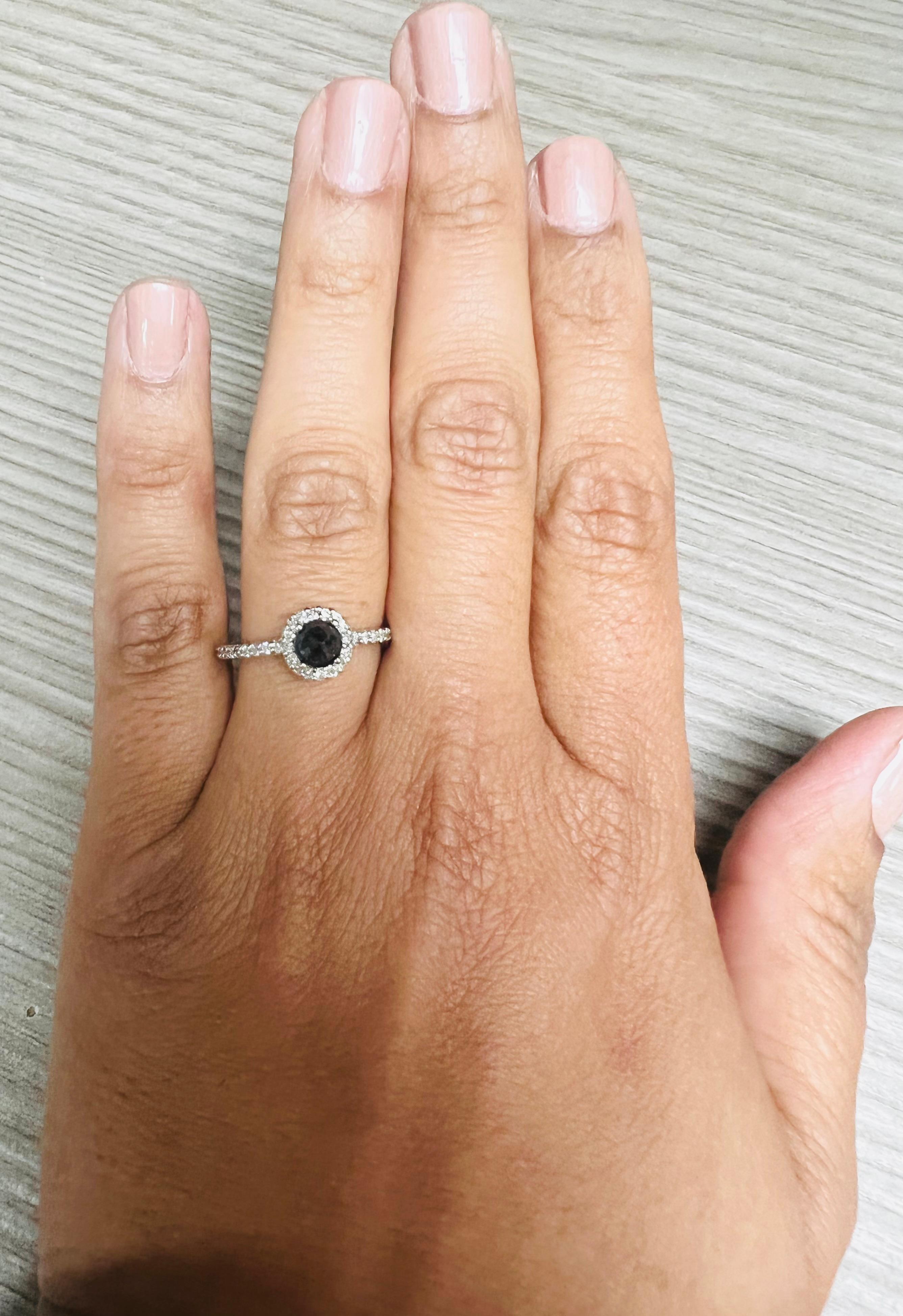 1,14 Karat Blauer Saphir Diamant 14 Karat Weißgold Ring im Zustand „Neu“ im Angebot in Los Angeles, CA